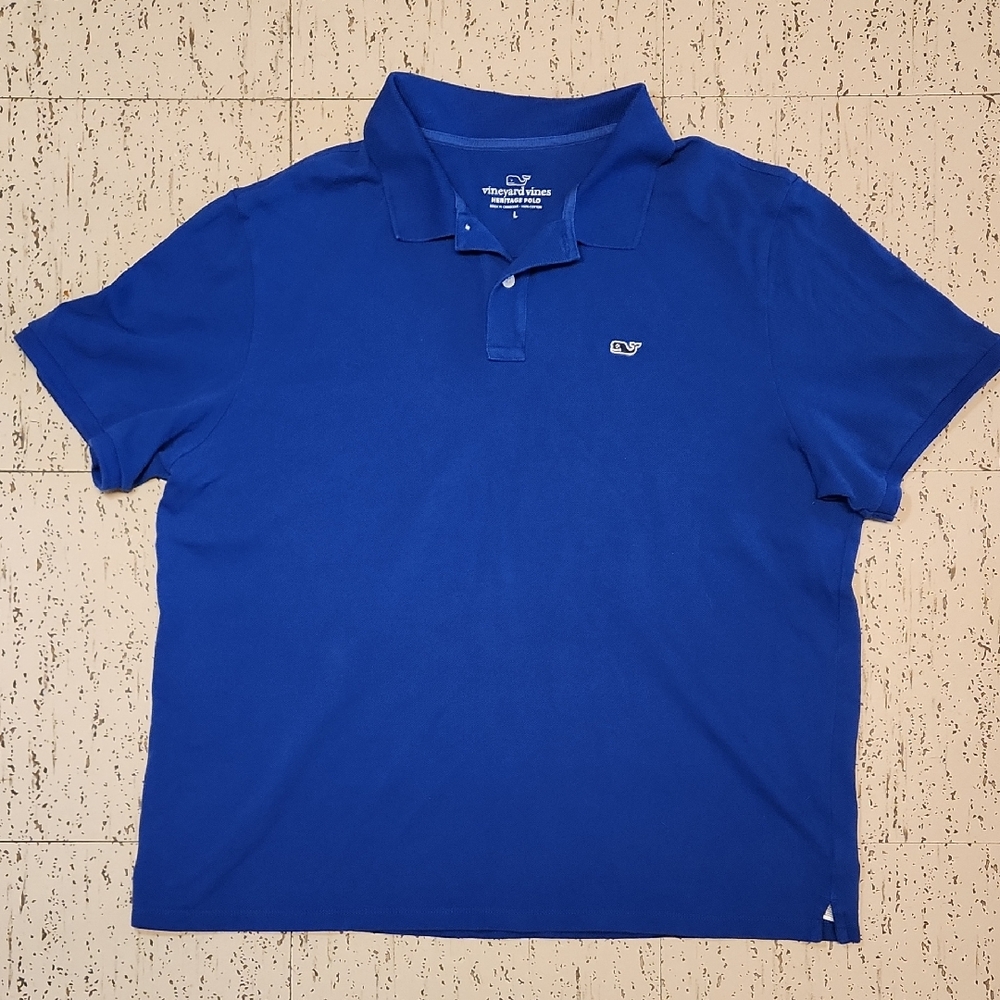 Vineyard Vines Rpyal Blue Heritage 1/4 Button Down Blue Polo Shirt